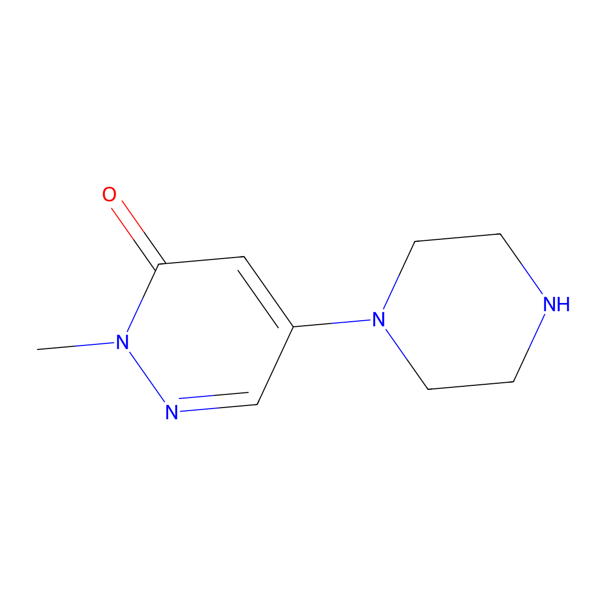 2-Methyl-5-(piperazin-1-yl)pyridazin-3(2H)-one molecular structure, CAS 159430-53-2