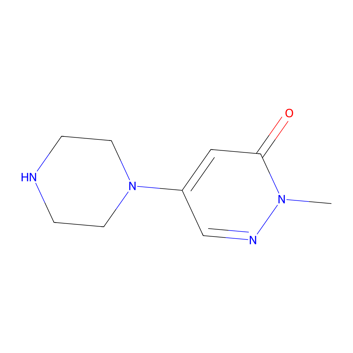 2-Methyl-5-(piperazin-1-yl)pyridazin-3(2H)-one molecular structure, CAS 159430-53-2