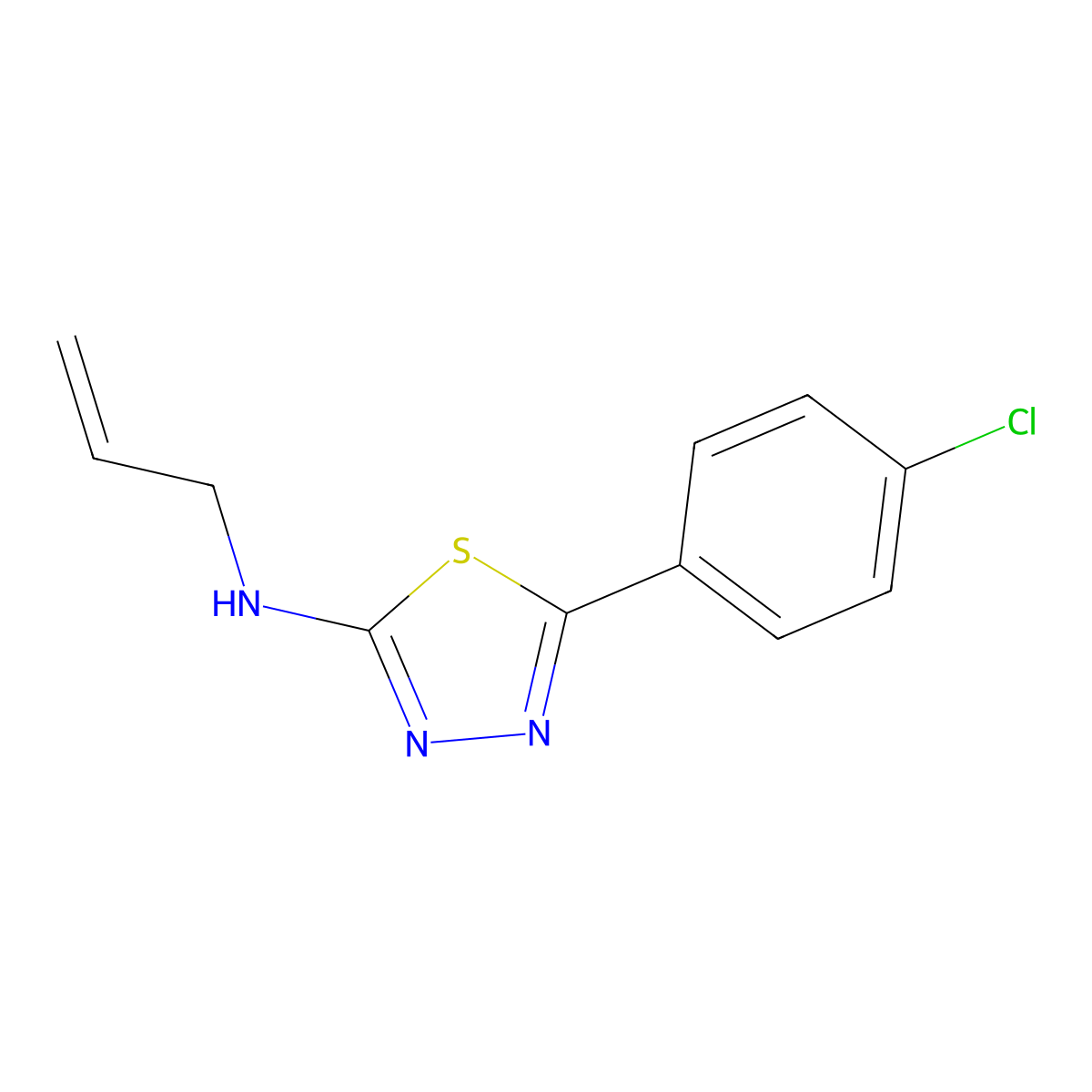 N-allyl-5-(4-chlorophenyl)-1,3,4-thiadiazol-2-amine molecular structure, CAS 15944-99-7
