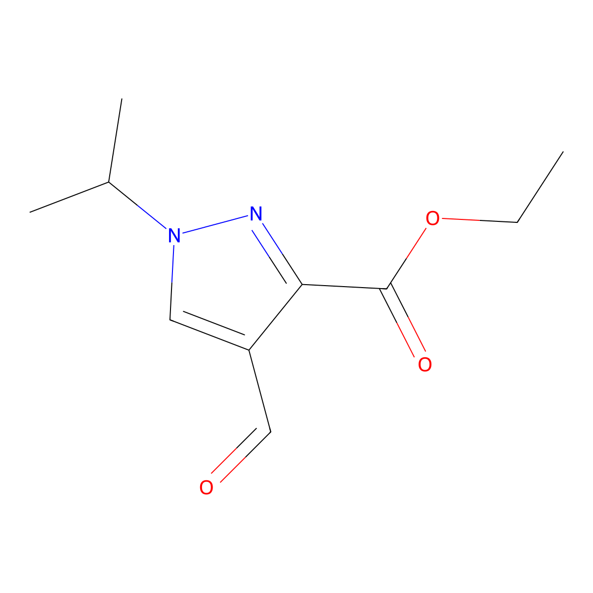 Ethyl 4-formyl-1-propan-2-ylpyrazole-3-carboxylate molecular structure, CAS 1594448-90-4