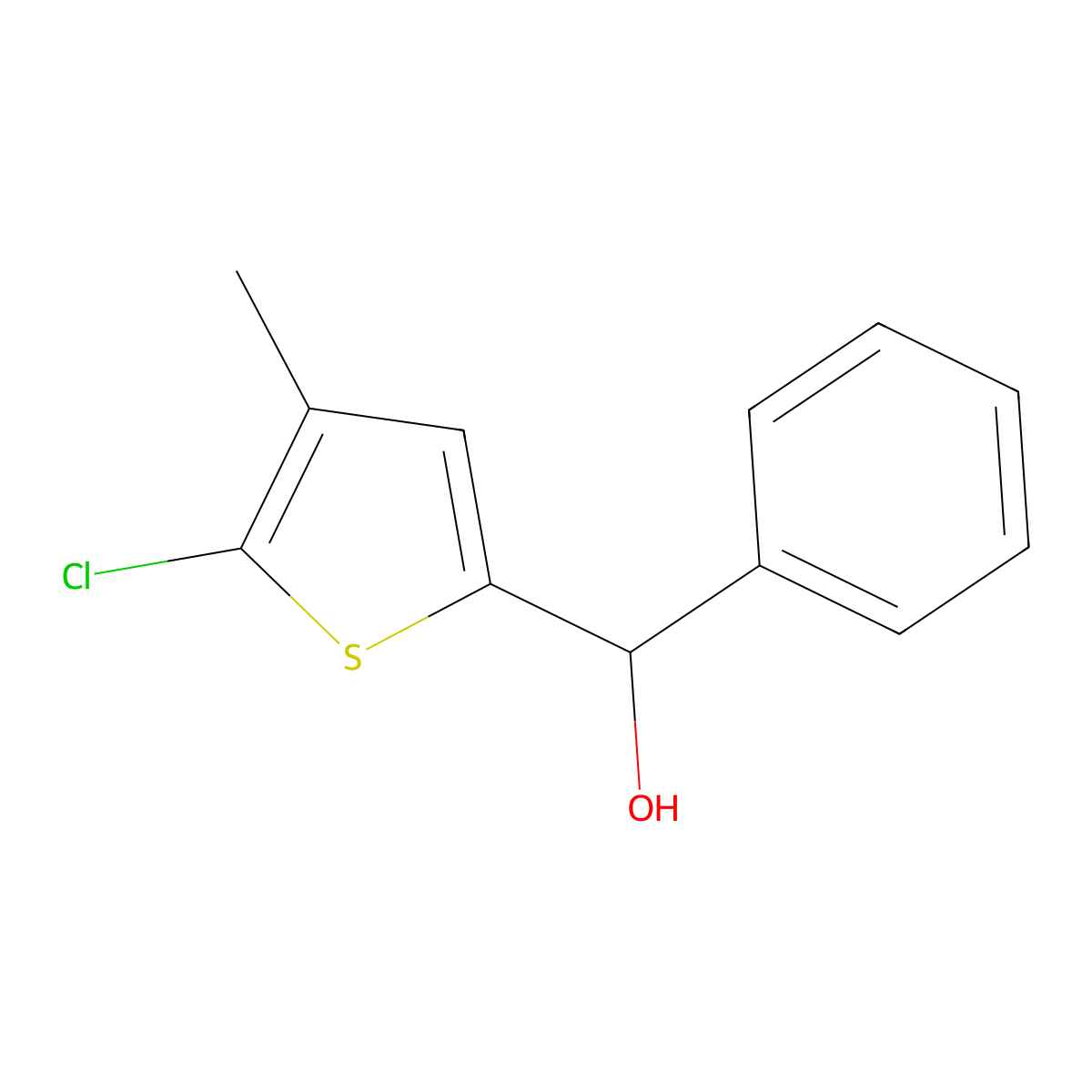 (5-Chloro-4-methylthiophen-2-yl)(phenyl)methanol molecular structure, CAS 1594454-59-7