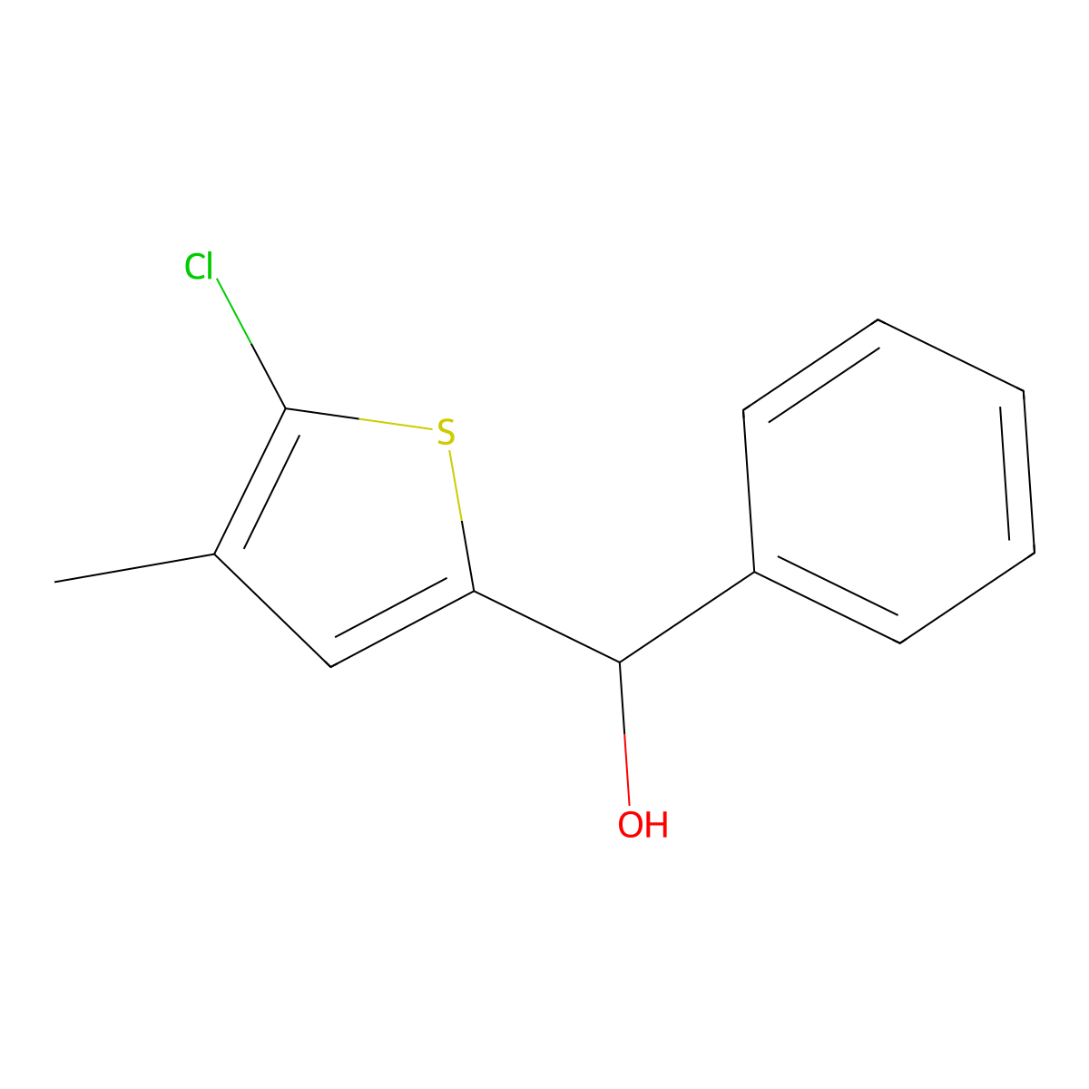 (5-Chloro-4-methylthiophen-2-yl)(phenyl)methanol molecular structure, CAS 1594454-59-7