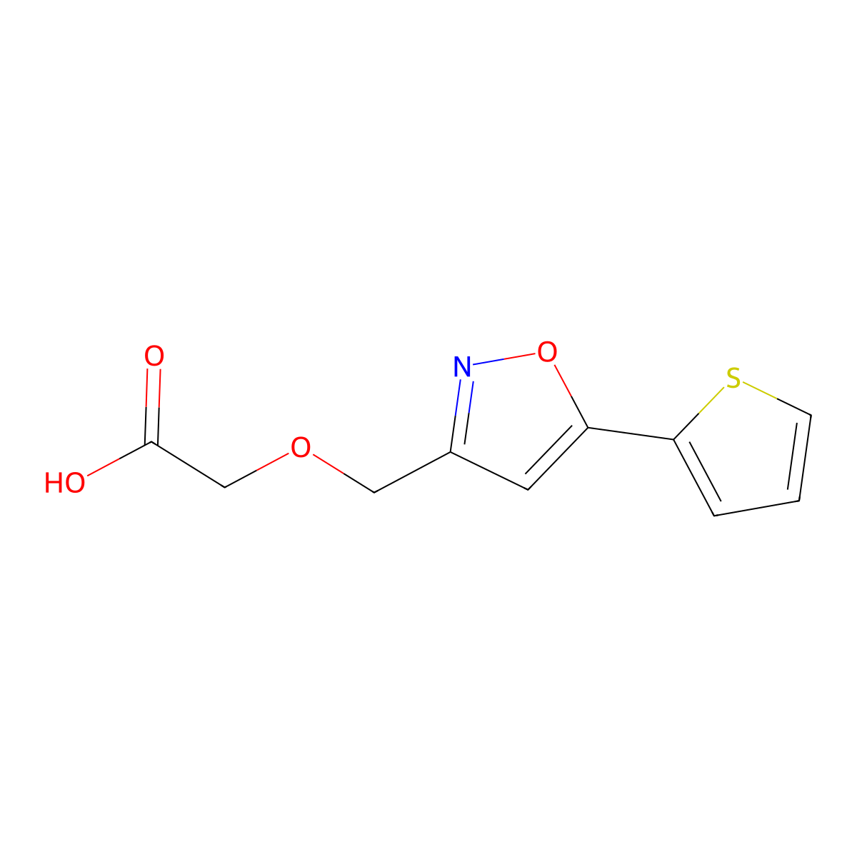 2-((5-(Thiophen-2-yl)isoxazol-3-yl)methoxy)acetic acid molecular structure, CAS 1594478-22-4