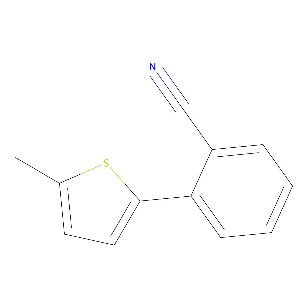 2-(5-Methylthiophene-2-yl)benzonitrile molecular structure, CAS 159448-39-2