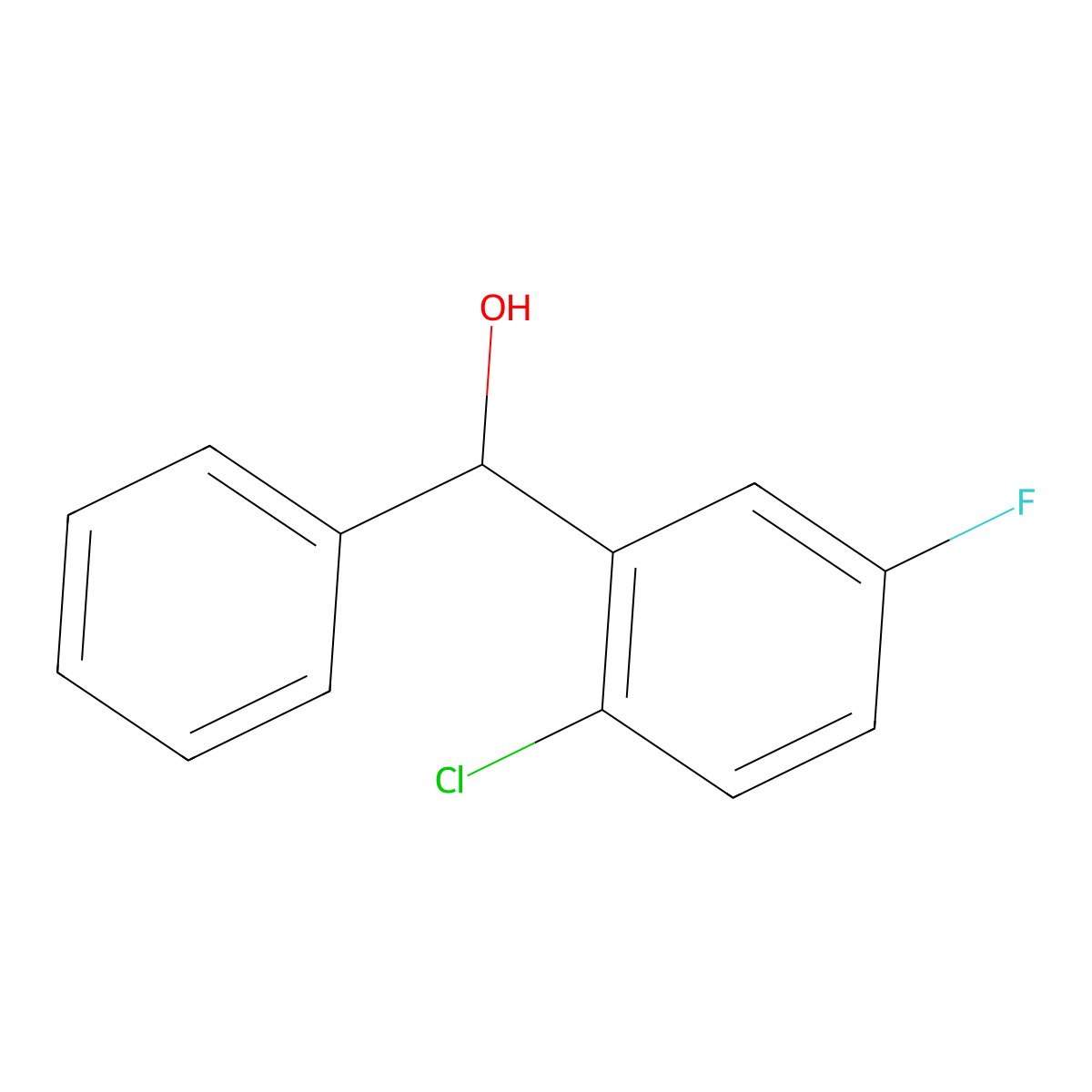 (2-Chloro-5-fluorophenyl)(phenyl)methanol molecular structure, CAS 1594502-68-7