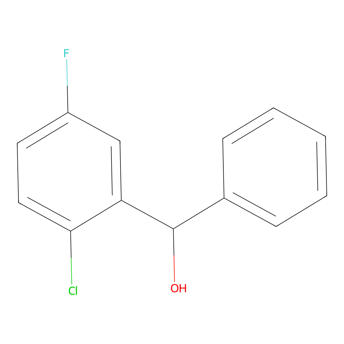 (2-Chloro-5-fluorophenyl)(phenyl)methanol molecular structure, CAS 1594502-68-7