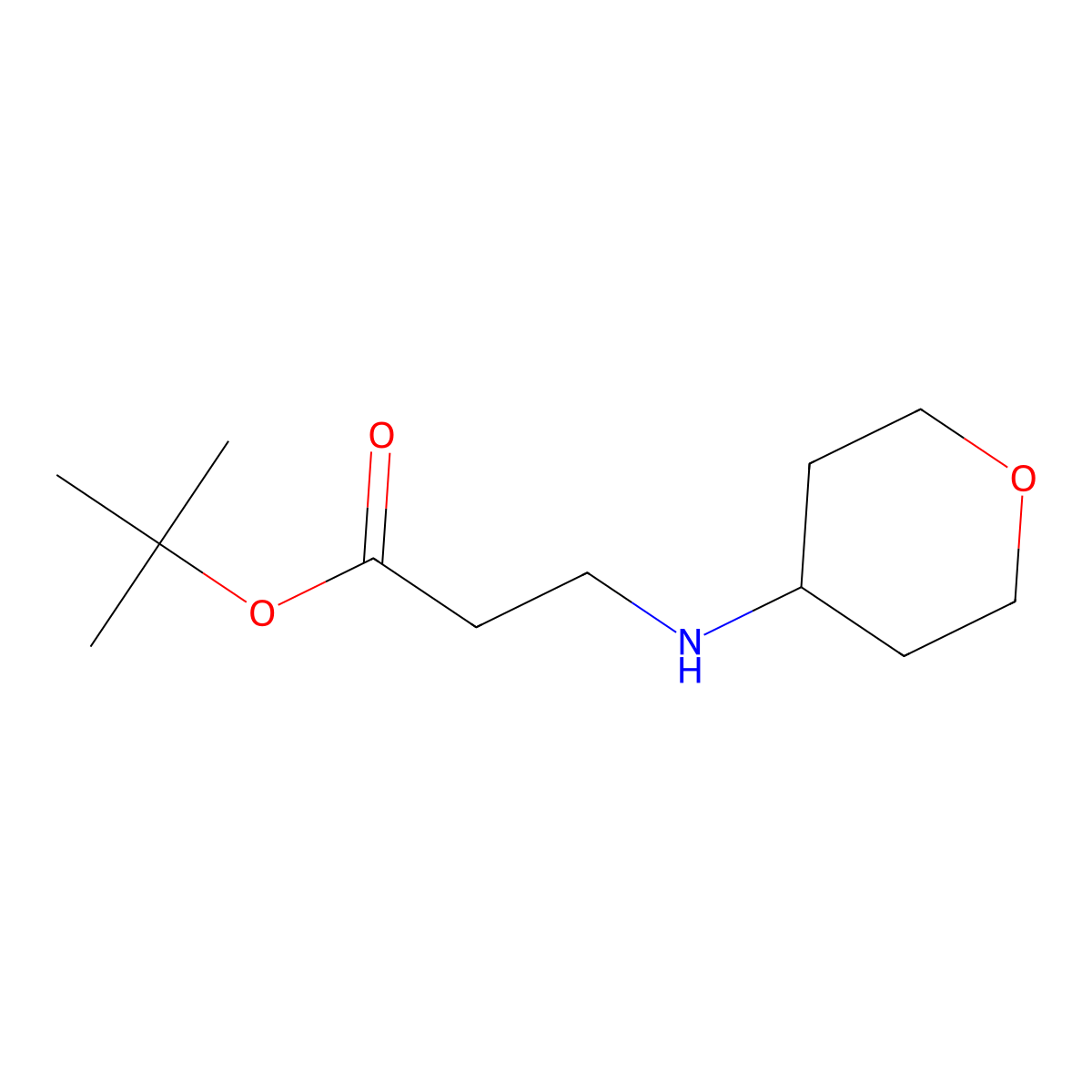 Tert-butyl 3-[(oxan-4-yl)amino]propanoate molecular structure, CAS 1594508-62-9