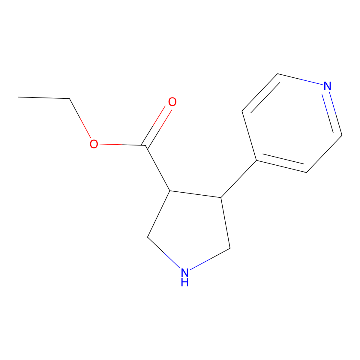 Ethyl 4-(pyridin-4-yl)pyrrolidine-3-carboxylate molecular structure, CAS 1594511-37-1
