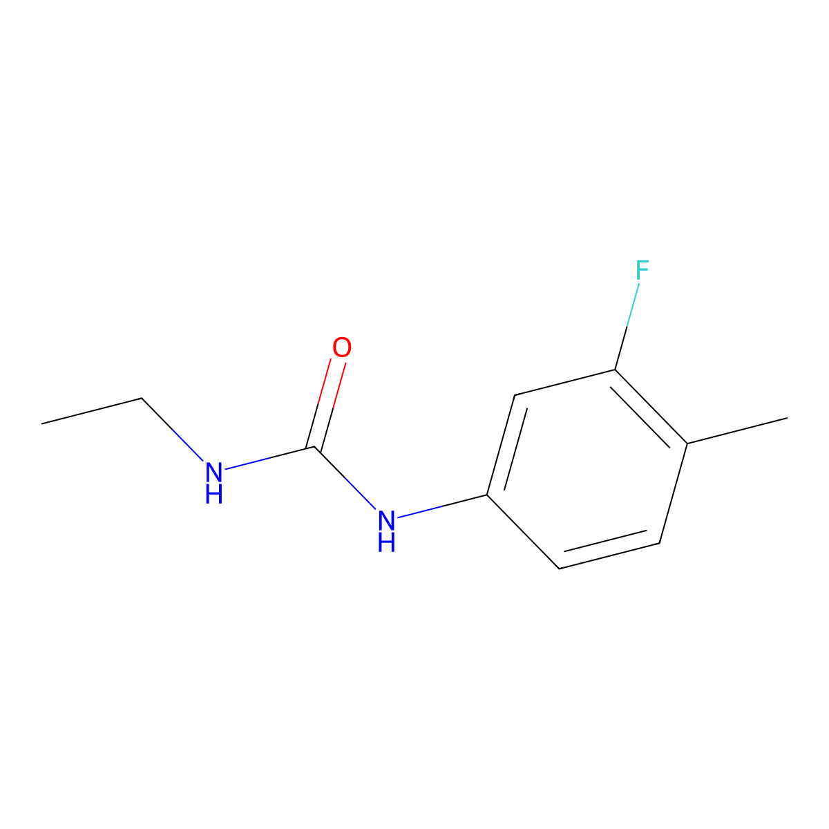 3-Ethyl-1-(3-fluoro-4-methylphenyl)urea molecular structure, CAS 1594519-46-6