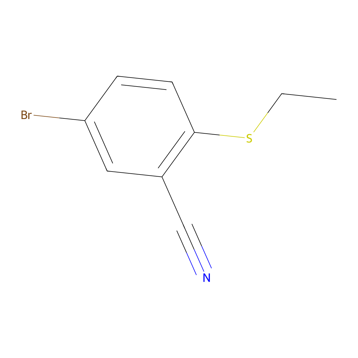 5-Bromo-2-(ethylsulfanyl)benzonitrile molecular structure, CAS 1594521-45-5
