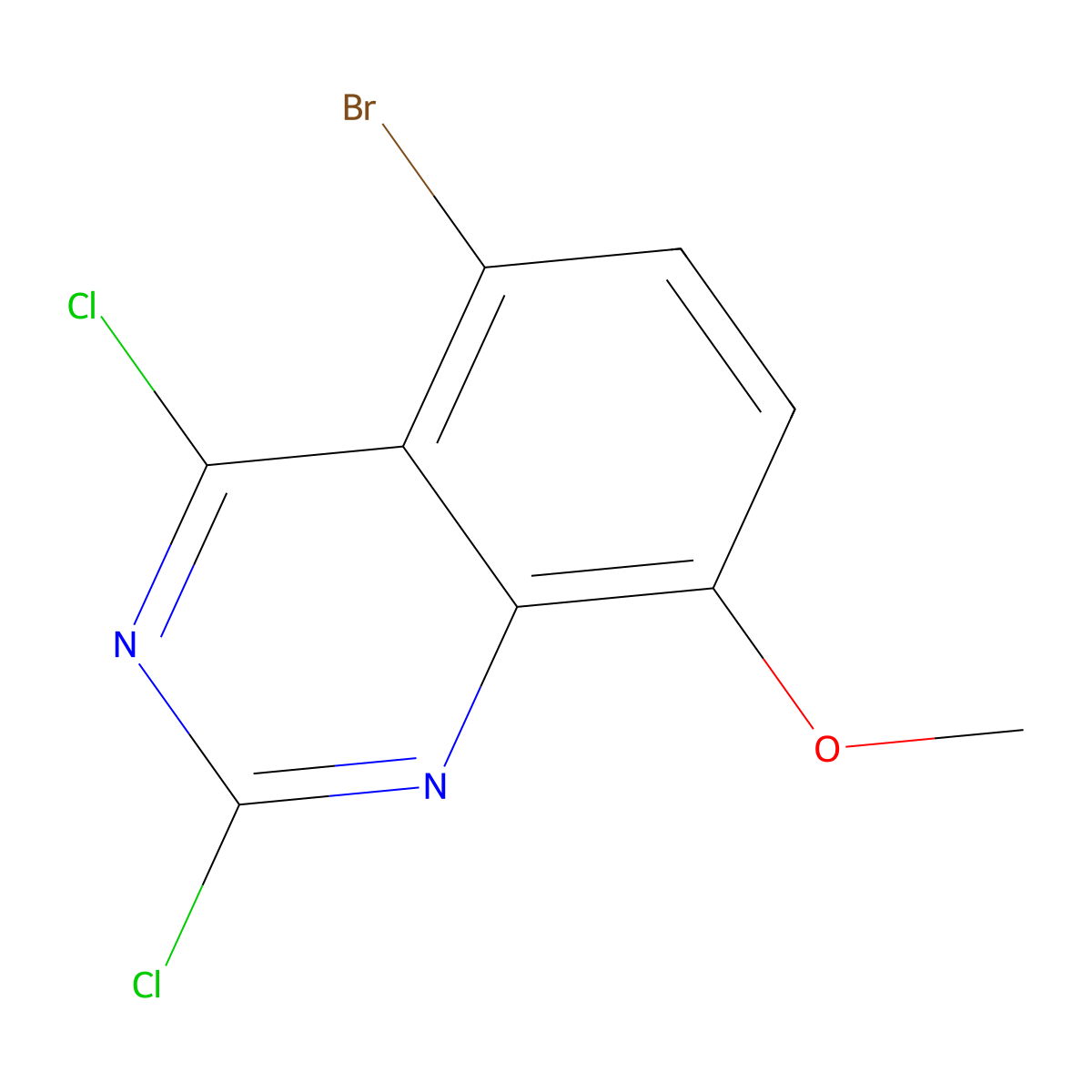 5-Bromo-2,4-dichloro-8-methoxyquinazoline molecular structure, CAS 1594537-70-8