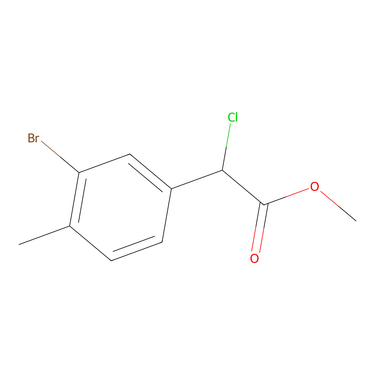 Methyl 2-(3-bromo-4-methylphenyl)-2-chloroacetate molecular structure, CAS 1594544-22-5