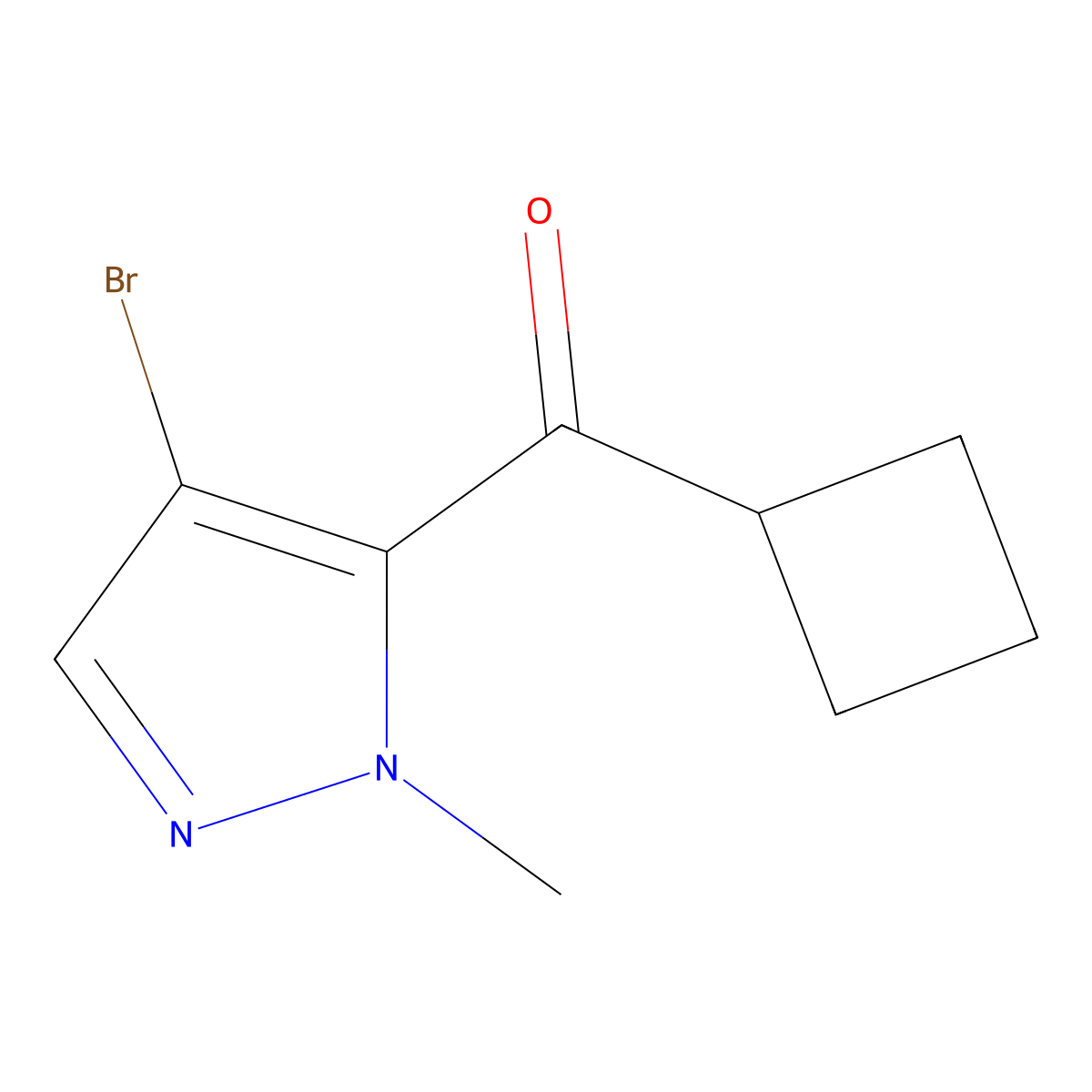 (4-bromo-1-methyl-1H-pyrazol-5-yl)(cyclobutyl)methanone molecular structure, CAS 1594546-98-1