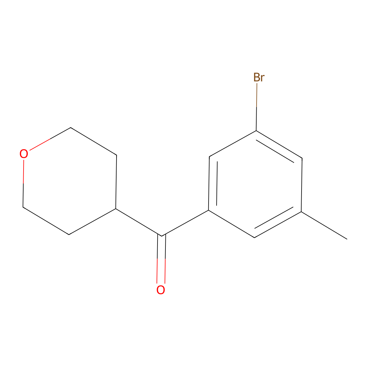 (3-Bromo-5-methylphenyl)(tetrahydro-2H-pyran-4-yl)methanone molecular structure, CAS 1594578-28-5