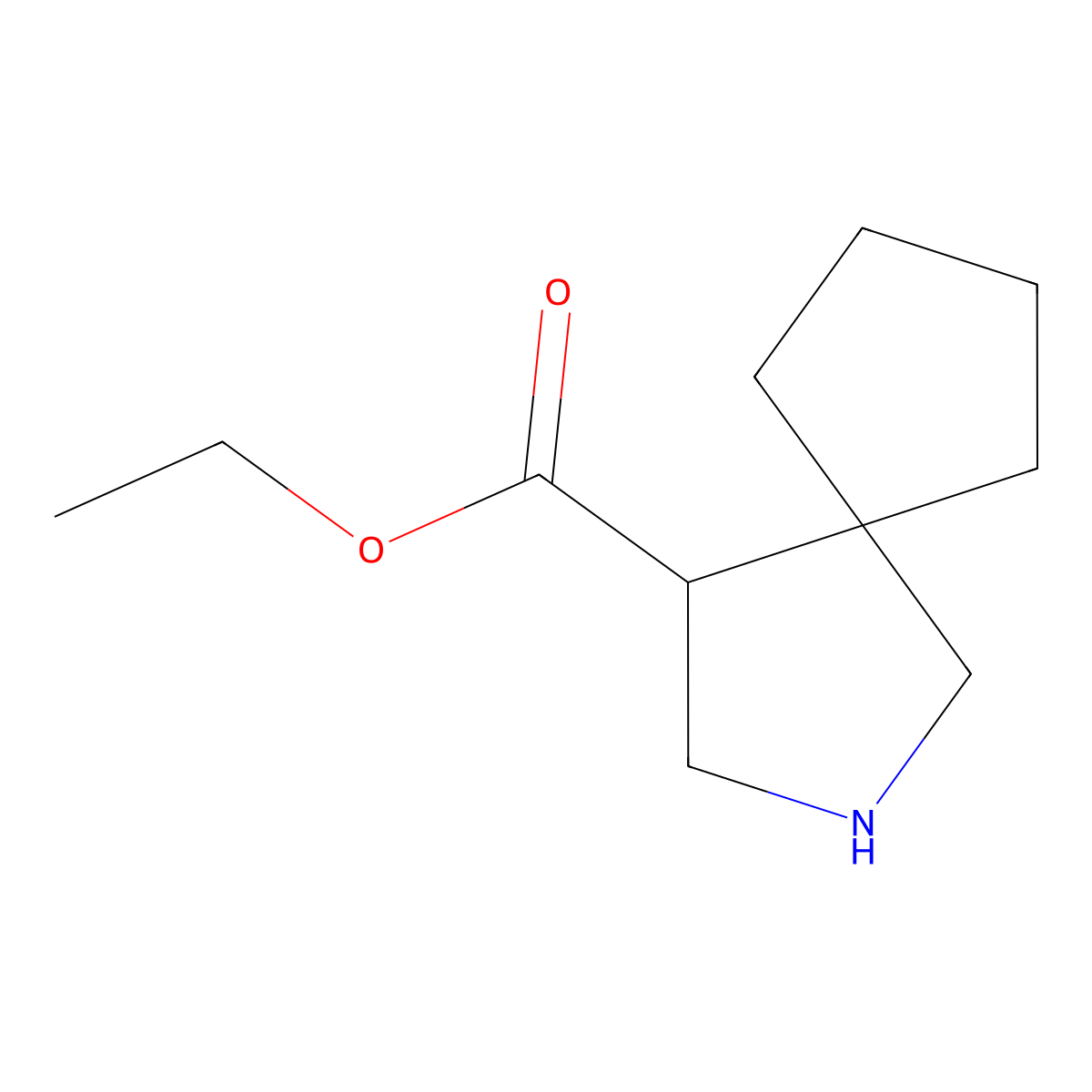 Ethyl 2-azaspiro[4.4]nonane-4-carboxylate molecular structure, CAS 1594591-18-0