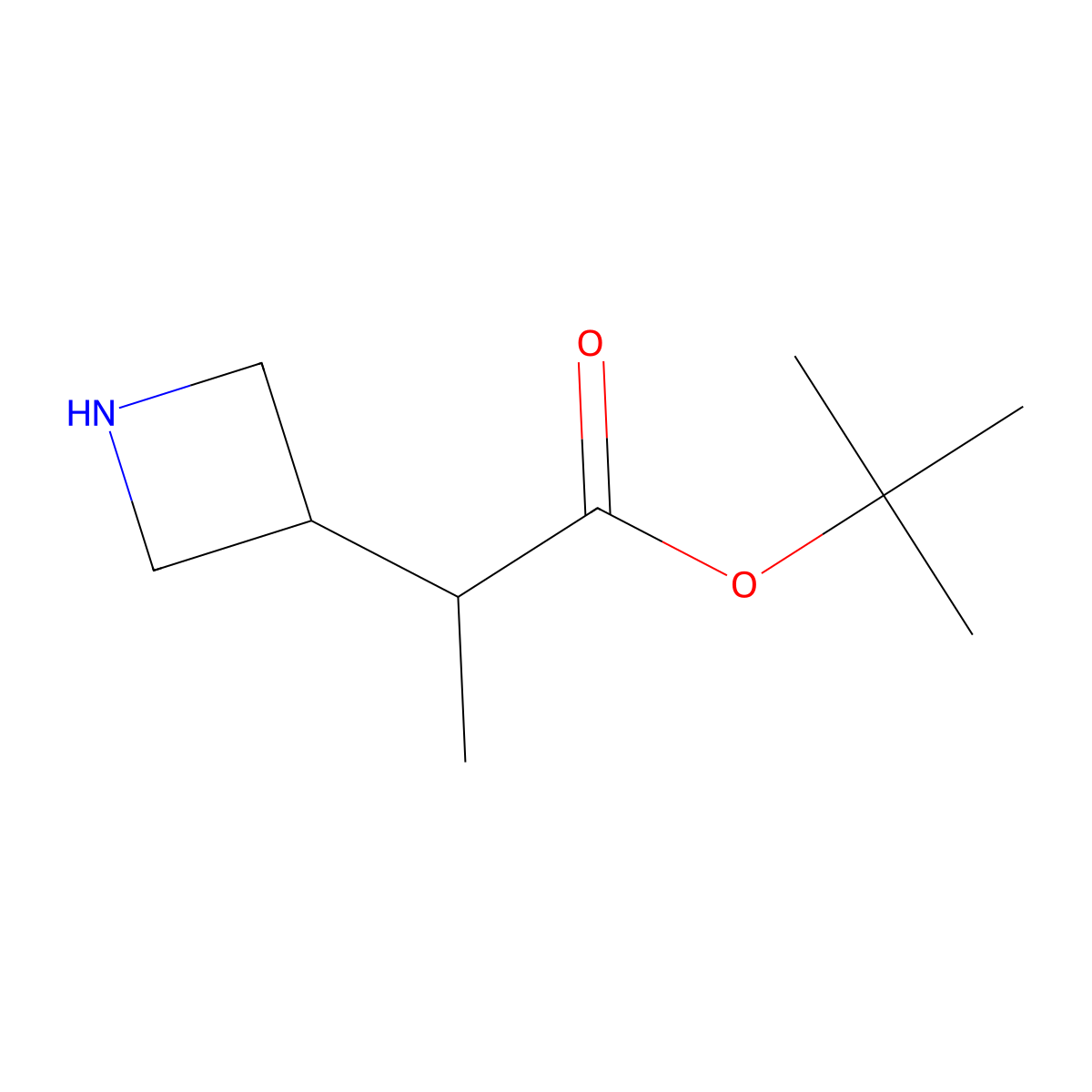 Tert-butyl 2-(azetidin-3-yl)propanoate molecular structure, CAS 1594611-67-2