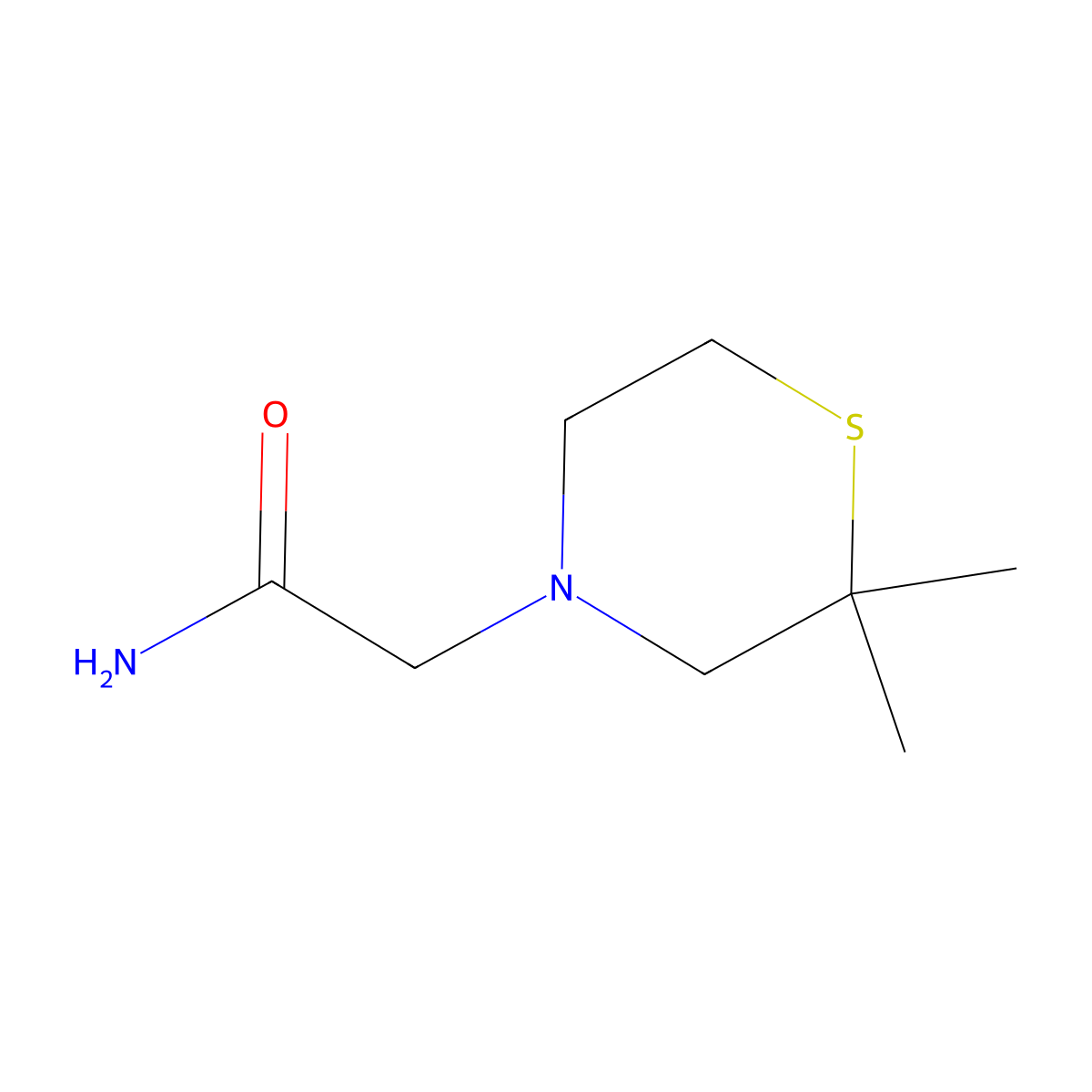 2-(2,2-Dimethylthiomorpholin-4-yl)acetamide molecular structure, CAS 1594637-08-7