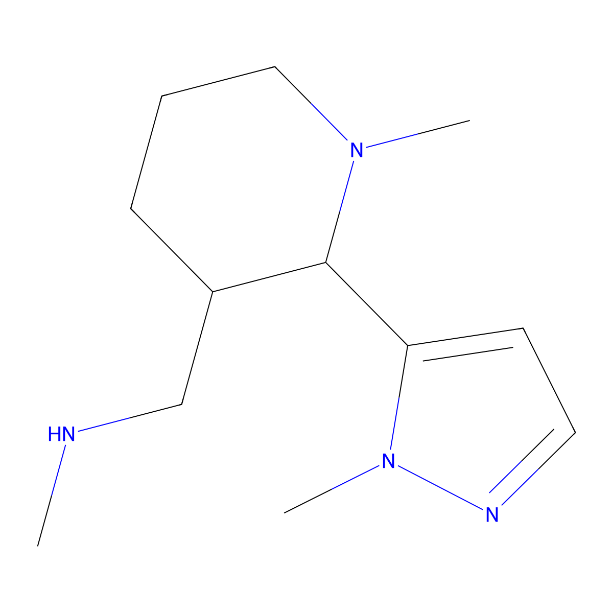 Methyl({[1-methyl-2-(1-methyl-1H-pyrazol-5-yl)piperidin-3-yl]methyl})amine molecular structure, CAS 1594659-91-2