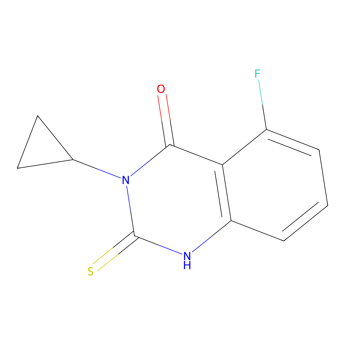 3-Cyclopropyl-5-fluoro-2-sulfanylidene-1,2,3,4-tetrahydroquinazolin-4-one molecular structure, CAS 1594665-99-2