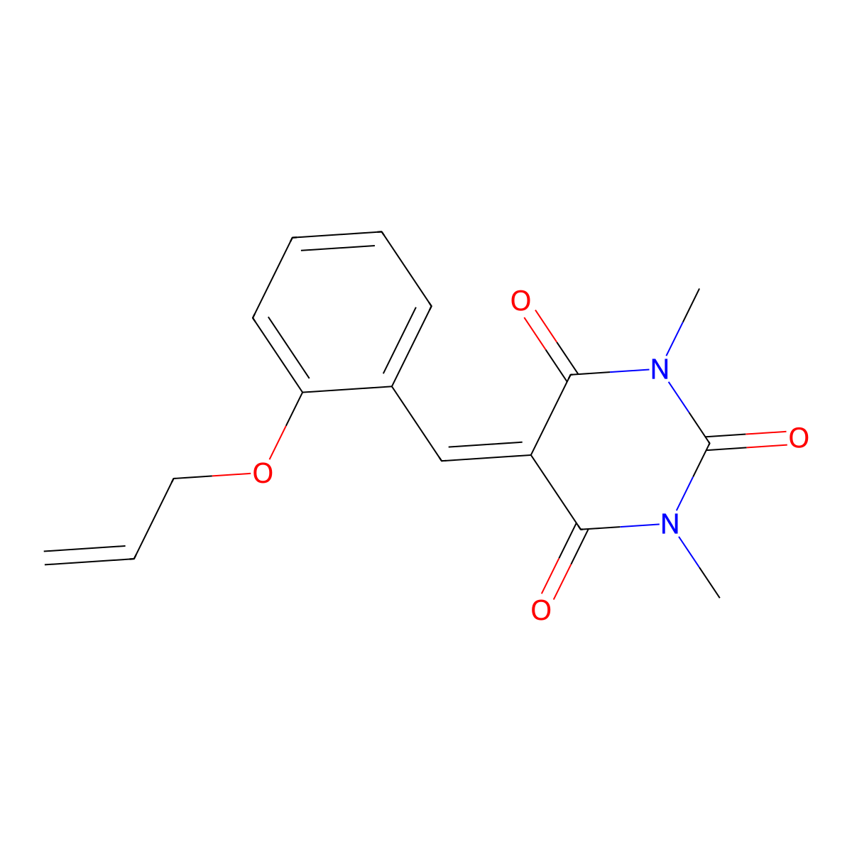 5-{[2-(allyloxy)phenyl]methylene}-1,3-dimethyl-2,4,6(1H,3H,5H)-pyrimidinetrione molecular structure, CAS 159470-37-8