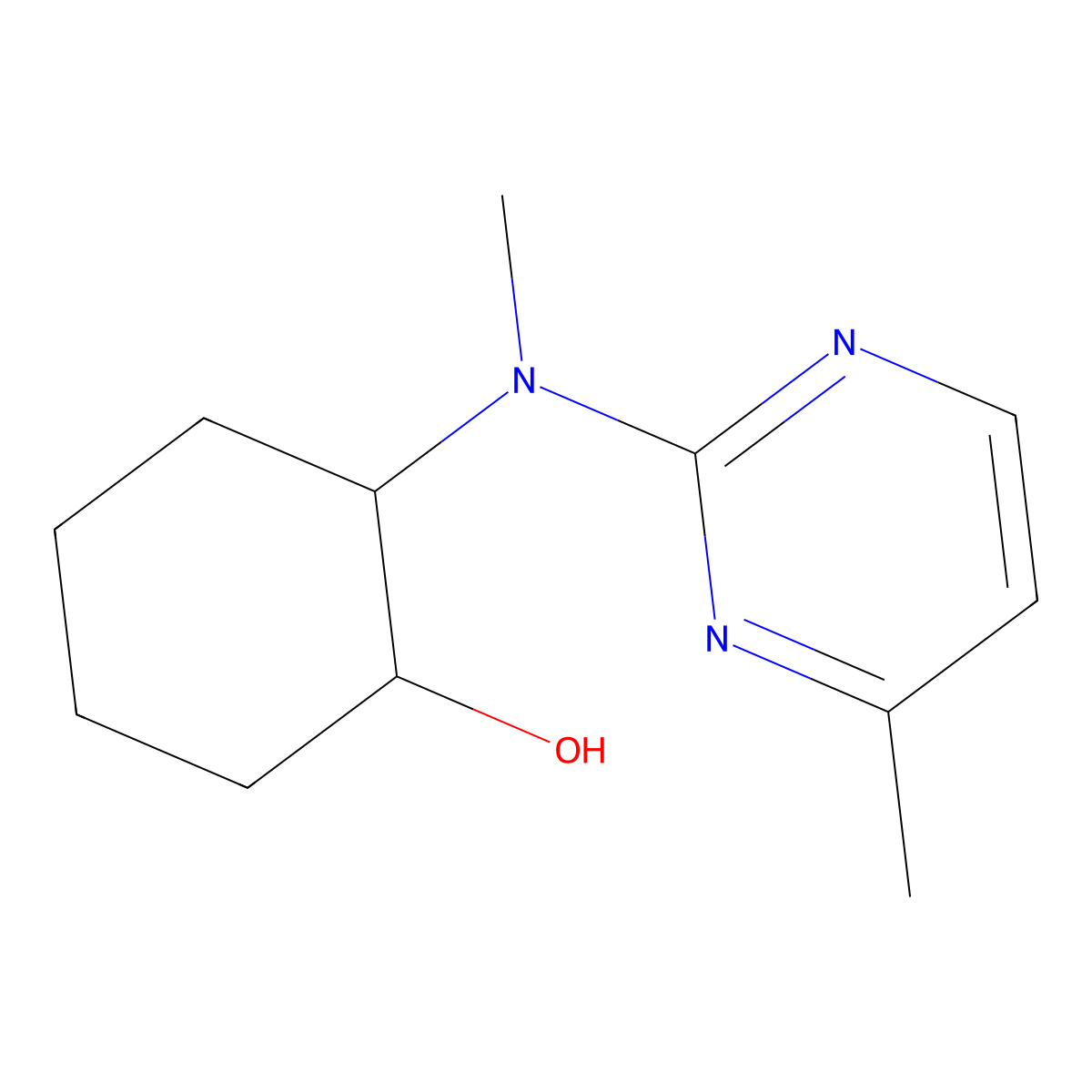 2-[Methyl(4-methylpyrimidin-2-yl)amino]cyclohexan-1-ol molecular structure, CAS 1594714-10-9