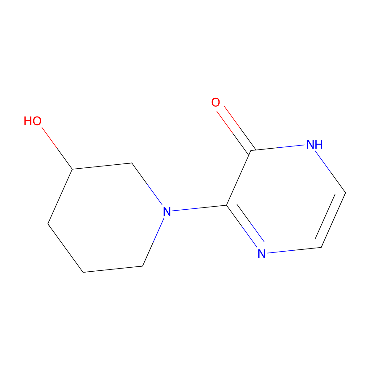 3-(3-Hydroxypiperidin-1-yl)-1,2-dihydropyrazin-2-one molecular structure, CAS 1594729-26-6