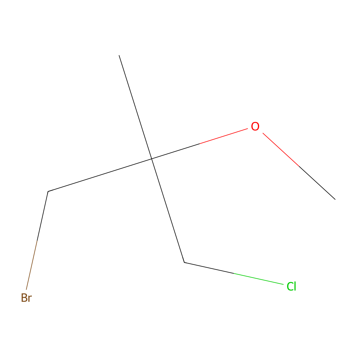1-Bromo-3-chloro-2-methoxy-2-methylpropane molecular structure, CAS 1594732-38-3