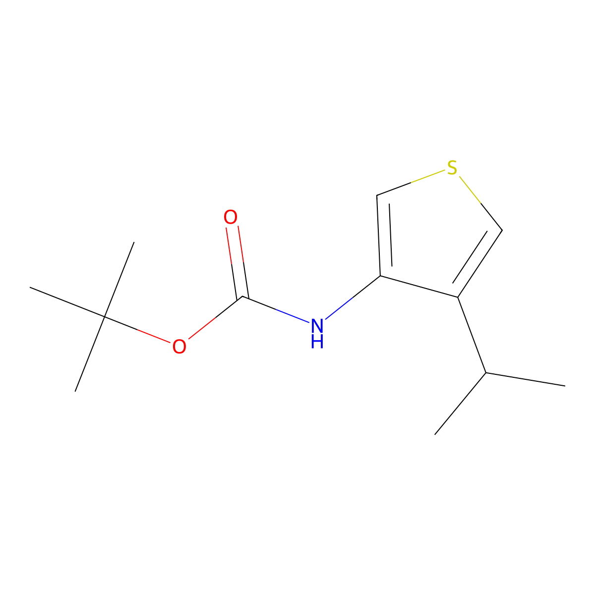 tert-butyl N-(4-(propan-2-yl)thiophen-3-yl)carbamate molecular structure, CAS 1594732-58-7