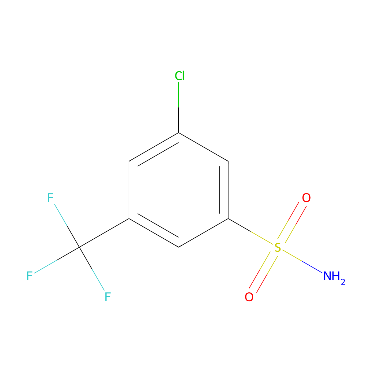 3-Chloro-5-(trifluoromethyl)benzenesulfonamide molecular structure, CAS 1594735-38-2