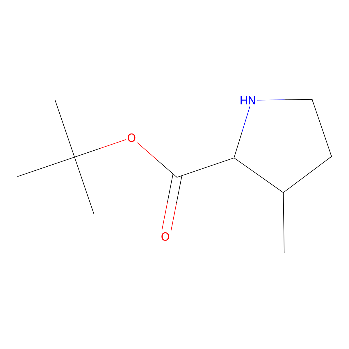 Tert-butyl 3-methylpyrrolidine-2-carboxylate molecular structure, CAS 1594765-70-4