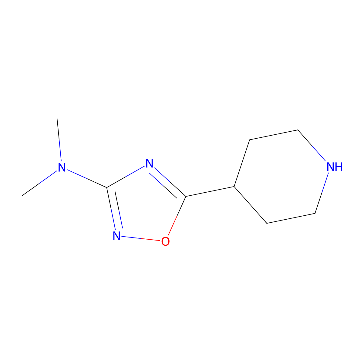 N,N-dimethyl-5-(piperidin-4-yl)-1,2,4-oxadiazol-3-amine molecular structure, CAS 1594770-26-9