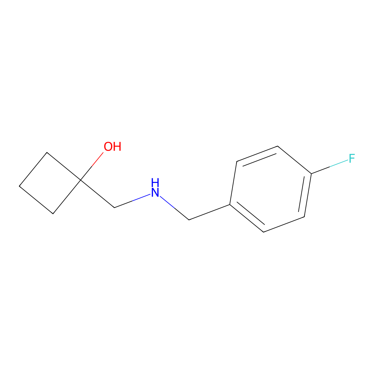 1-({[(4-Fluorophenyl)methyl]amino}methyl)cyclobutan-1-ol molecular structure, CAS 1594779-62-0