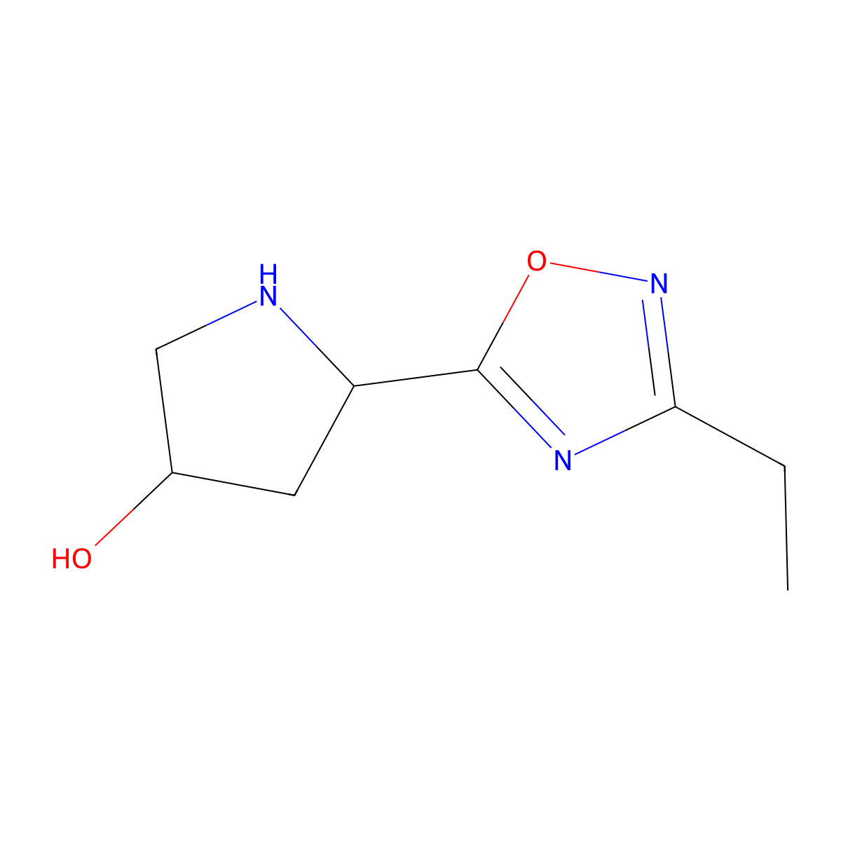 5-(3-Ethyl-1,2,4-oxadiazol-5-yl)pyrrolidin-3-ol molecular structure, CAS 1594790-17-6