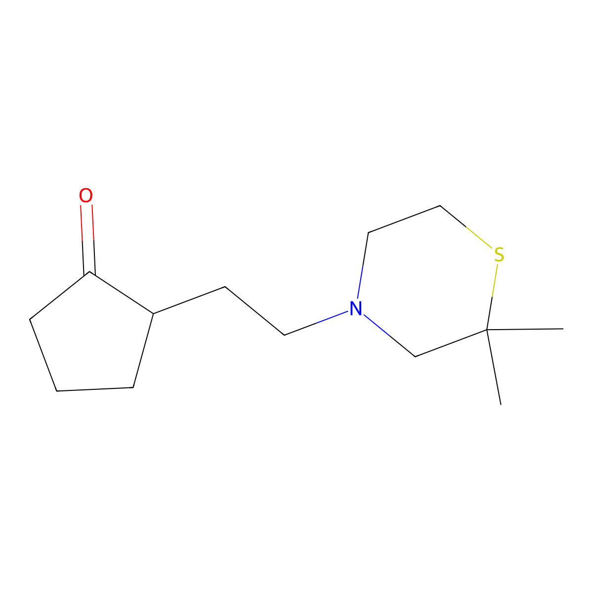 2-(2-(2,2-Dimethylthiomorpholin-4-yl)ethyl)cyclopentan-1-one molecular structure, CAS 1594792-78-5