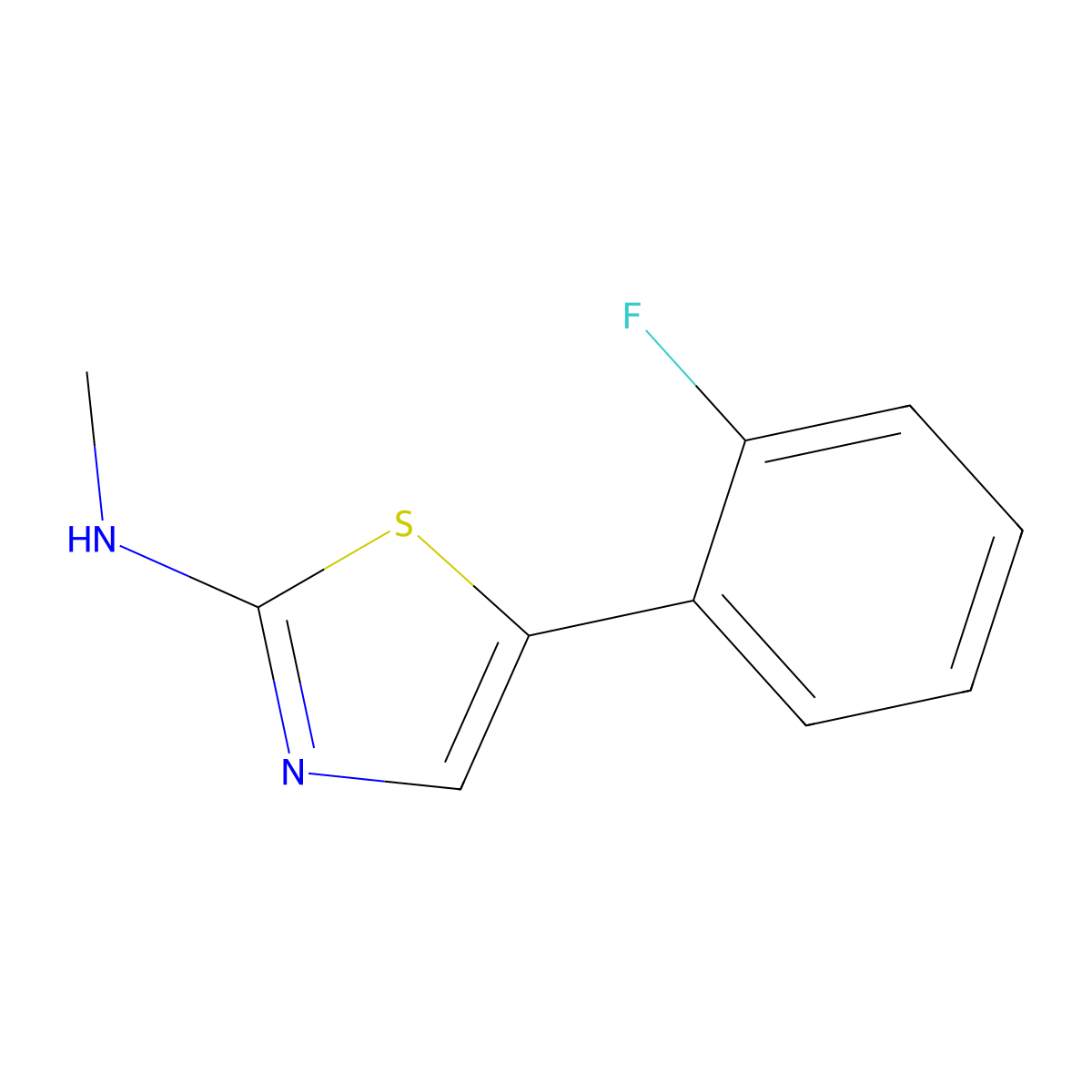 5-(2-fluorophenyl)-N-methyl-1,3-thiazol-2-amine molecular structure, CAS 1594793-91-5