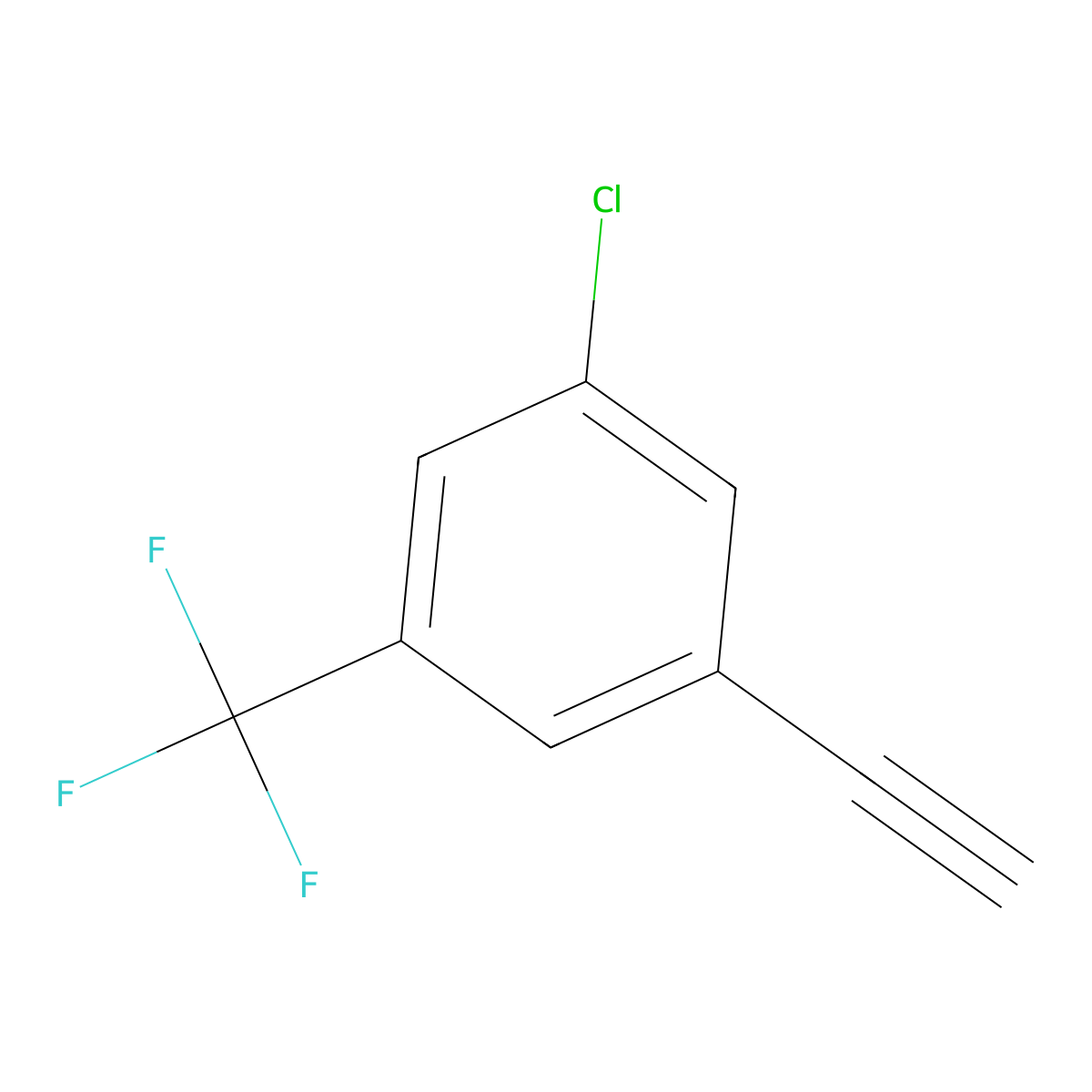 1-Chloro-3-ethynyl-5-(trifluoromethyl)benzene molecular structure, CAS 1594799-77-5