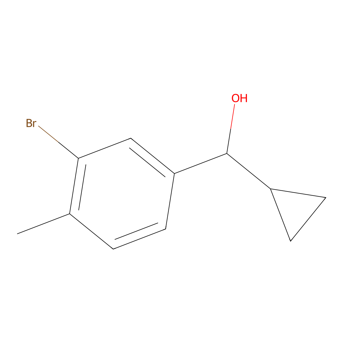 3-Bromo-alpha-cyclopropyl-4-methylbenZenemethanol molecular structure, CAS 1594808-60-2