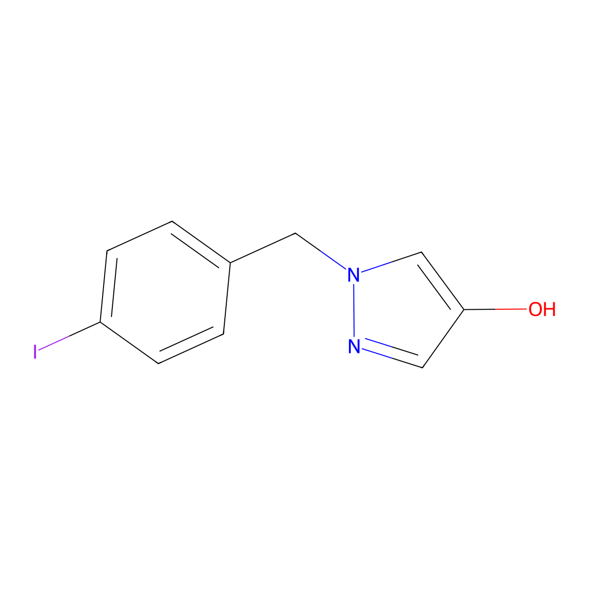 1-(4-Iodo-benzyl)-1H-pyrazol-4-ol molecular structure, CAS 1594819-28-9