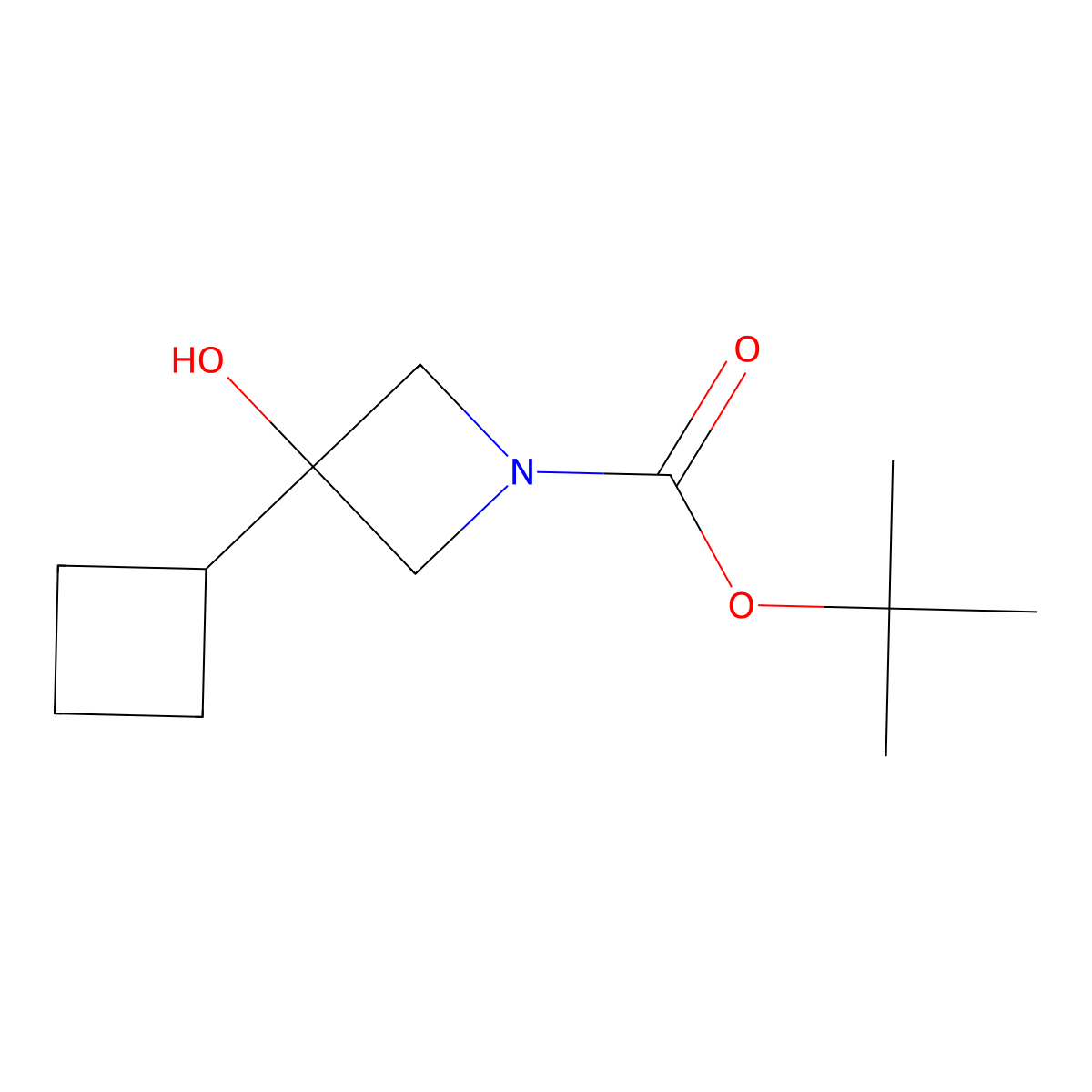 Tert-butyl 3-cyclobutyl-3-hydroxyazetidine-1-carboxylate molecular structure, CAS 1594839-24-3