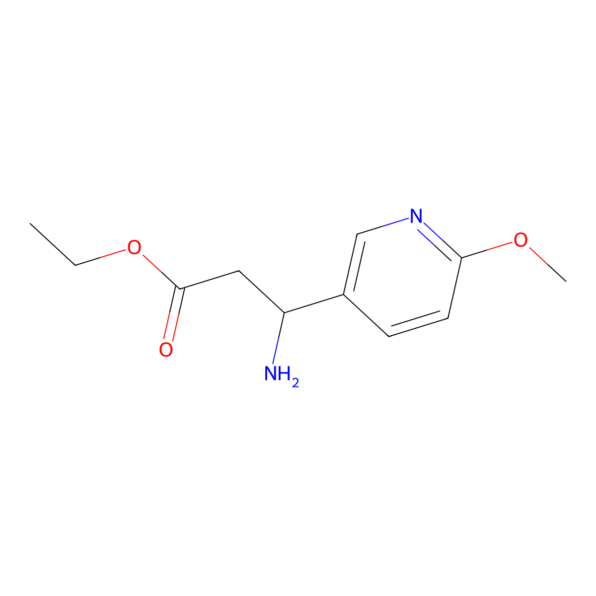 Ethyl 3-amino-3-(6-methoxypyridin-3-yl)propanoate molecular structure, CAS 1594843-48-7