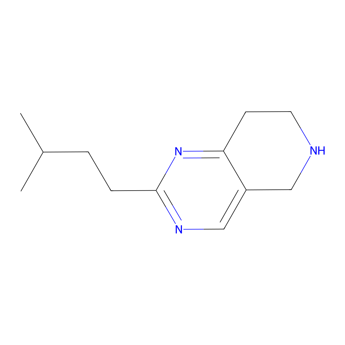 2-(3-methylbutyl)-5H,6H,7H,8H-pyrido[4,3-d]pyrimidine molecular structure, CAS 1594879-02-3