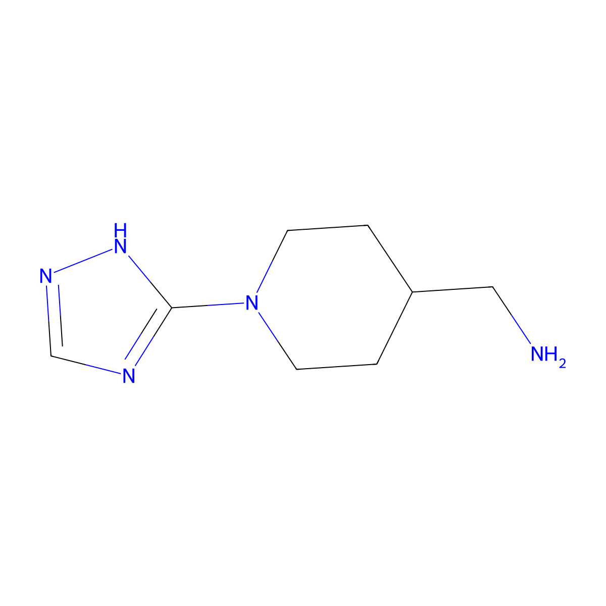 1-[1-(1H-1,2,4-triazol-5-yl)piperidin-4-yl]methanamine molecular structure, CAS 1594895-40-5