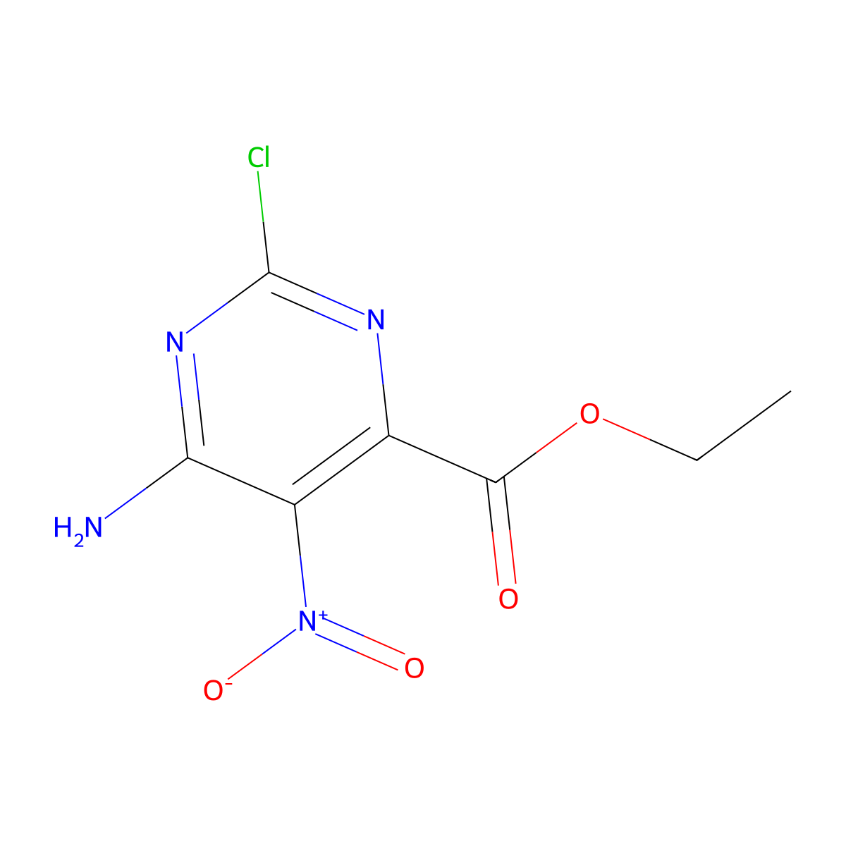Ethyl 6-amino-2-chloro-5-nitropyrimidine-4-carboxylate molecular structure, CAS 15949-13-0