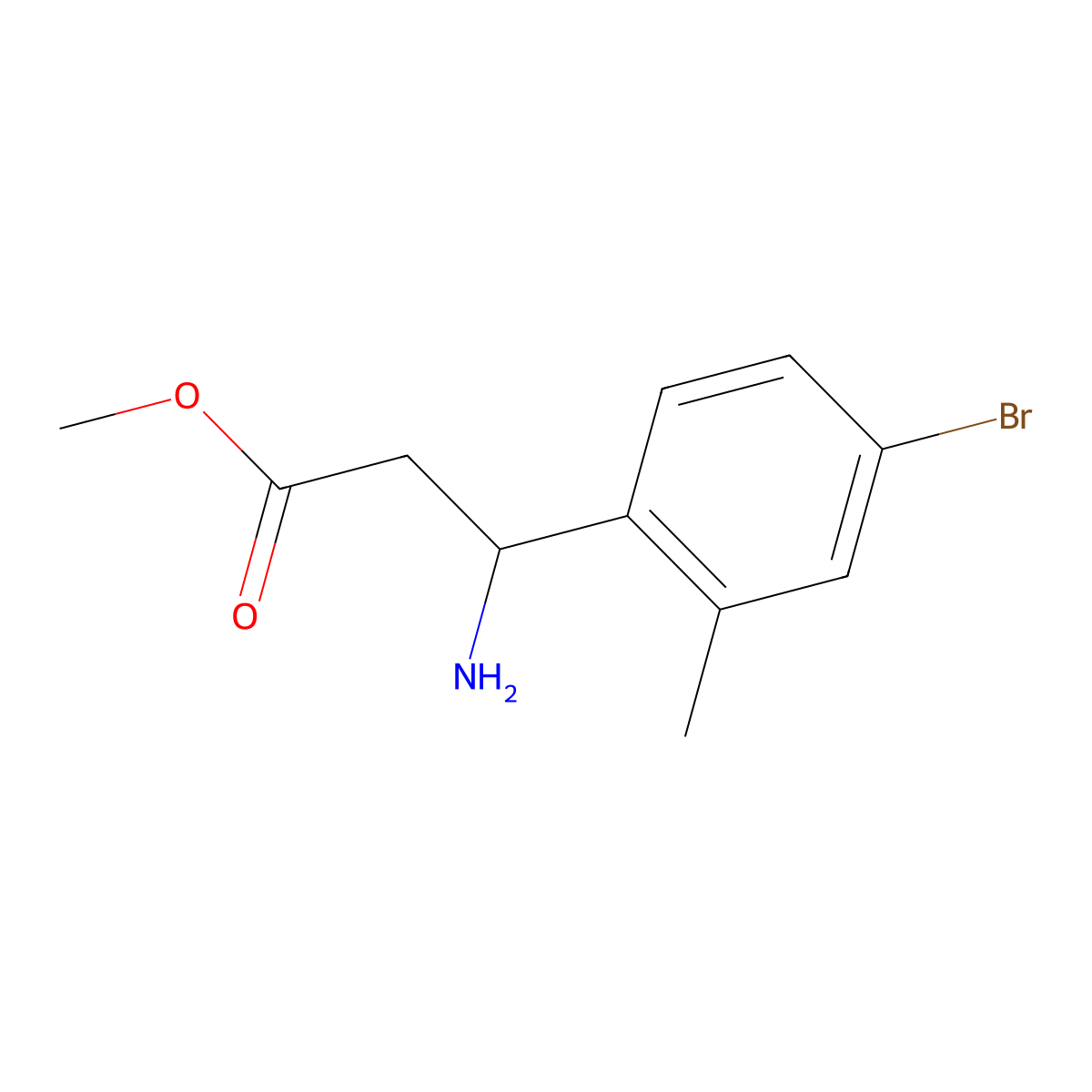 Methyl 3-amino-3-(4-bromo-2-methylphenyl)propanoate molecular structure, CAS 1594922-59-4