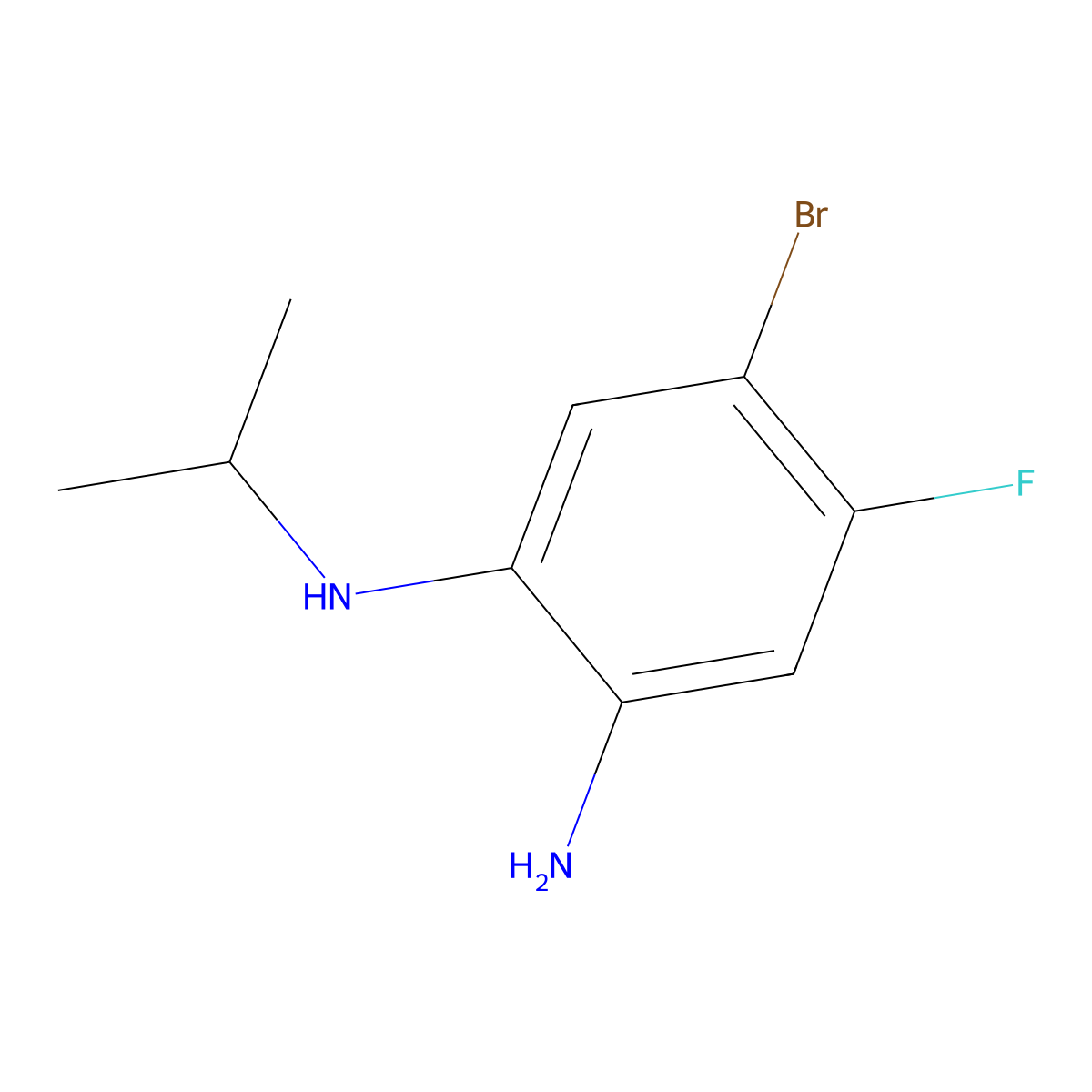 5-Bromo-4-fluoro-1-N-isopropylbenzene-1,2-diamine molecular structure, CAS 1594924-27-2