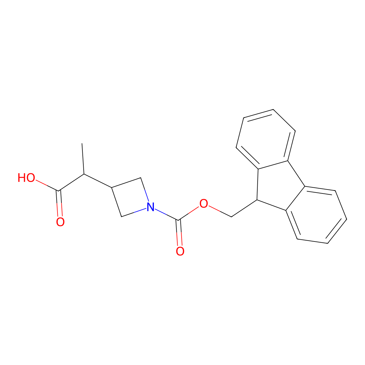 2-(1-{[(9H-fluoren-9-yl)methoxy]carbonyl}azetidin-3-yl)propanoic acid molecular structure, CAS 1594944-87-2