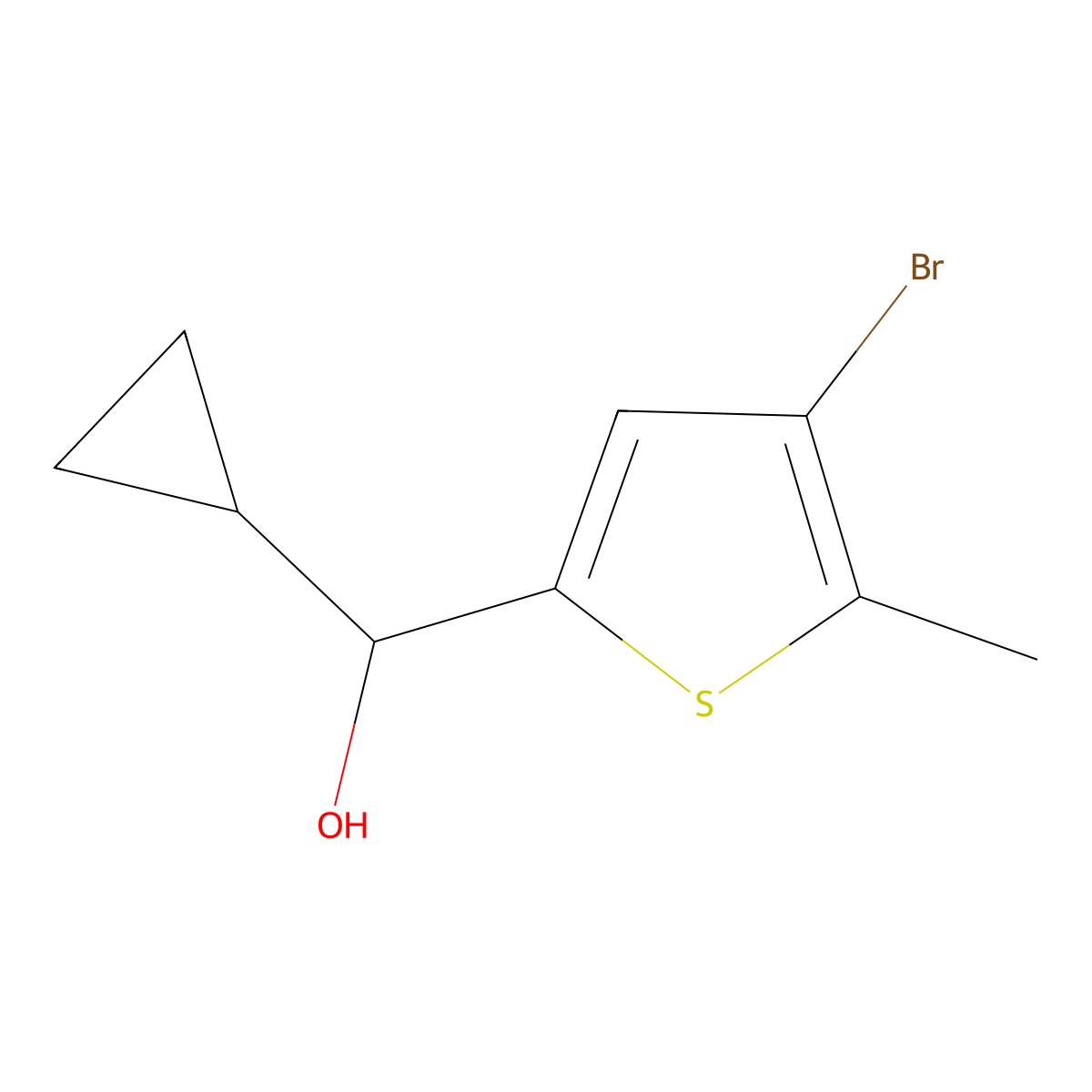 4-Bromo-alpha-cyclopropyl-5-methyl-2-thiophenemethanol molecular structure, CAS 1594950-32-9