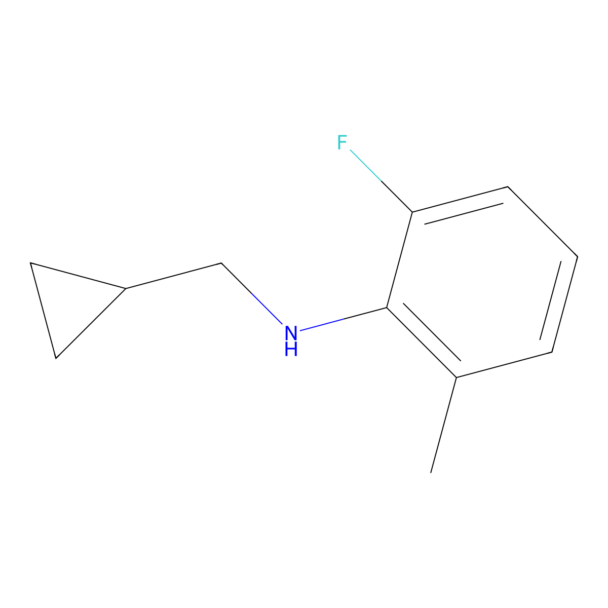 N-(cyclopropylmethyl)-2-fluoro-6-methylaniline molecular structure, CAS 1594953-87-3