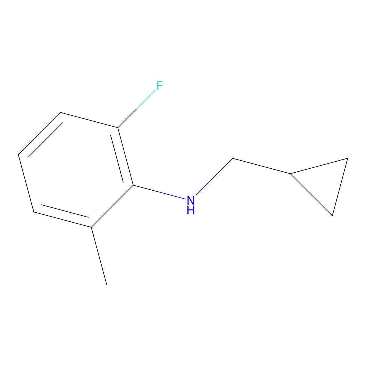 N-(cyclopropylmethyl)-2-fluoro-6-methylaniline molecular structure, CAS 1594953-87-3