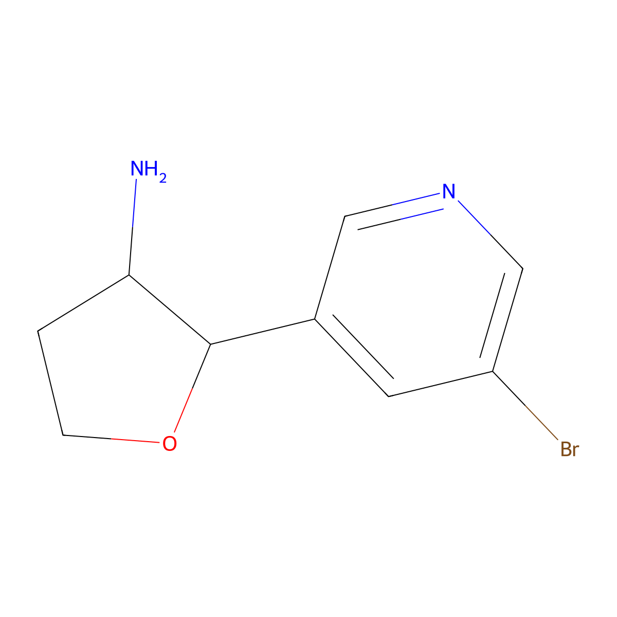 2-(5-Bromopyridin-3-yl)oxolan-3-amine molecular structure, CAS 1594956-27-0